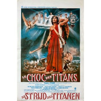 CLASH OF THE TITANS Belgian Movie Poster- 14x21 in. - 1981 - Desmond Davis, Lawrence Oliver