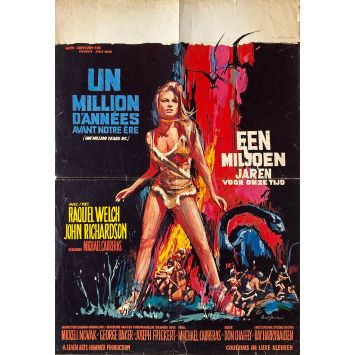 ONE MILLION YEAR BC Belgian Movie Poster- 19x22 in. - 1966 - Don Chaffey, Raquel Welch