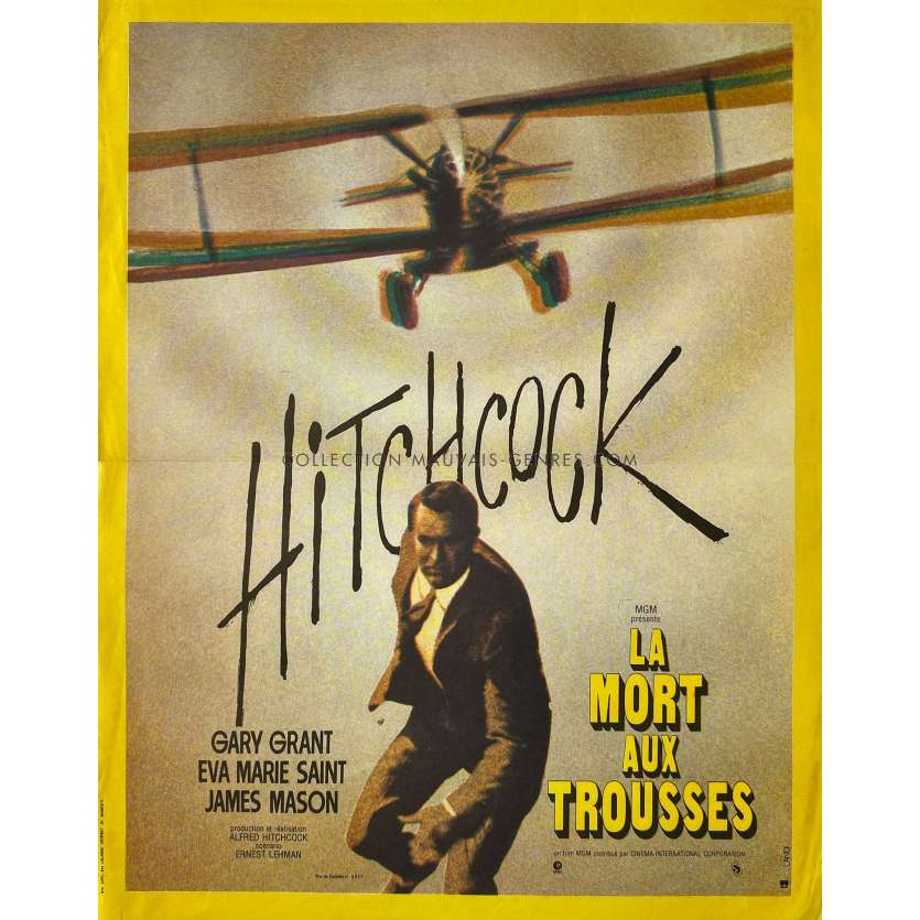 NORTH BY NORTHWEST French Movie Poster- 15x21 in. - 1959/R1970 - Alfred Hitchcock, Cary Grant