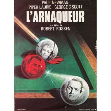 THE HUSTLER French Movie Poster Billiards. - 15x21 in. - 1961/R1970 - Robert Rossen, Paul Newman