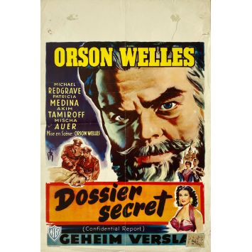 CONFIDENTIAL REPORT Belgian Movie Poster- 14x21 in. - 1955 - Orson Welles, Peter van Eyck