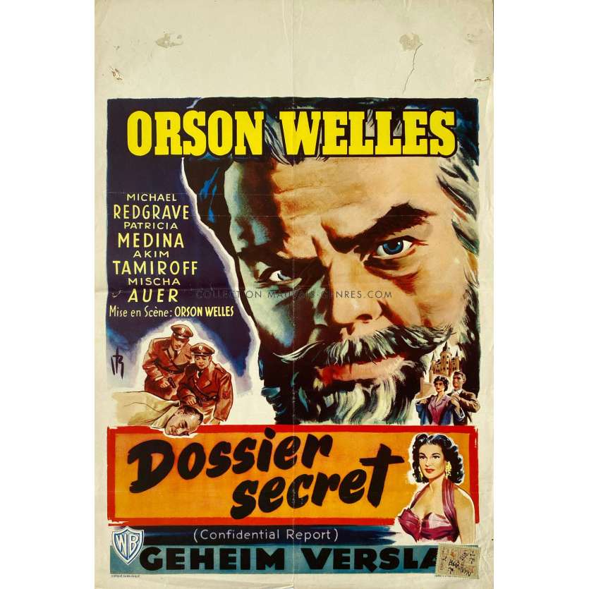 CONFIDENTIAL REPORT Belgian Movie Poster- 14x21 in. - 1955 - Orson Welles, Peter van Eyck