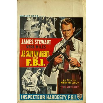 THE FBI STORY Belgian Movie Poster- 14x21 in. - 1959 - Mervyn LeRoy, James Stewart