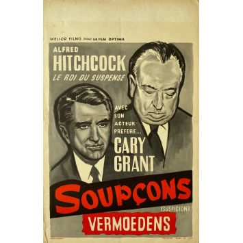 SUSPICION Belgian Movie Poster- 14x21 in. - 1946/R1960 - Alfred Hitchcock, Cary Grant