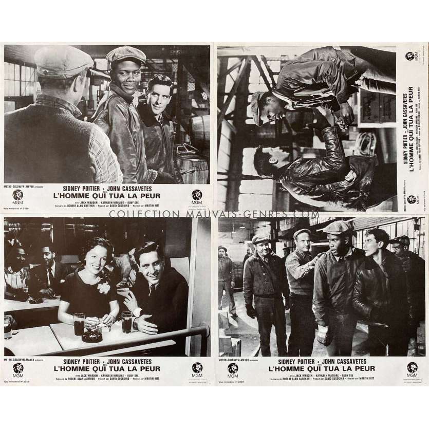 EDGE OF THE CITY French Lobby Cards x4 - 10x12 in. - 1957 - Martin Ritt, John Cassavetes