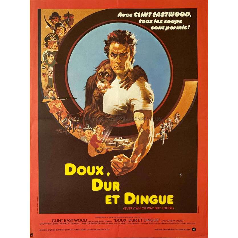 EVERY WHICH WAY BUT LOOSE French Movie Poster- 15x21 in. - 1978 - Clint Eastwood, Sondra Locke