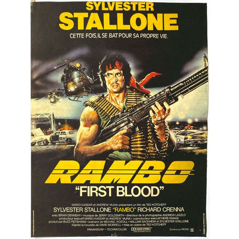 RAMBO Affiche de film 1ere sortie. - 40x54 cm. - 1982 - Ted Kotcheff, Sylvester Stallone