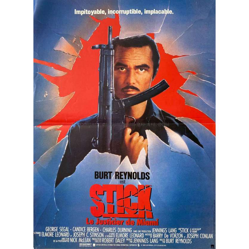 STICK French Movie Poster- 15x21 in. - 1985 - Burt Reynolds, George Segal