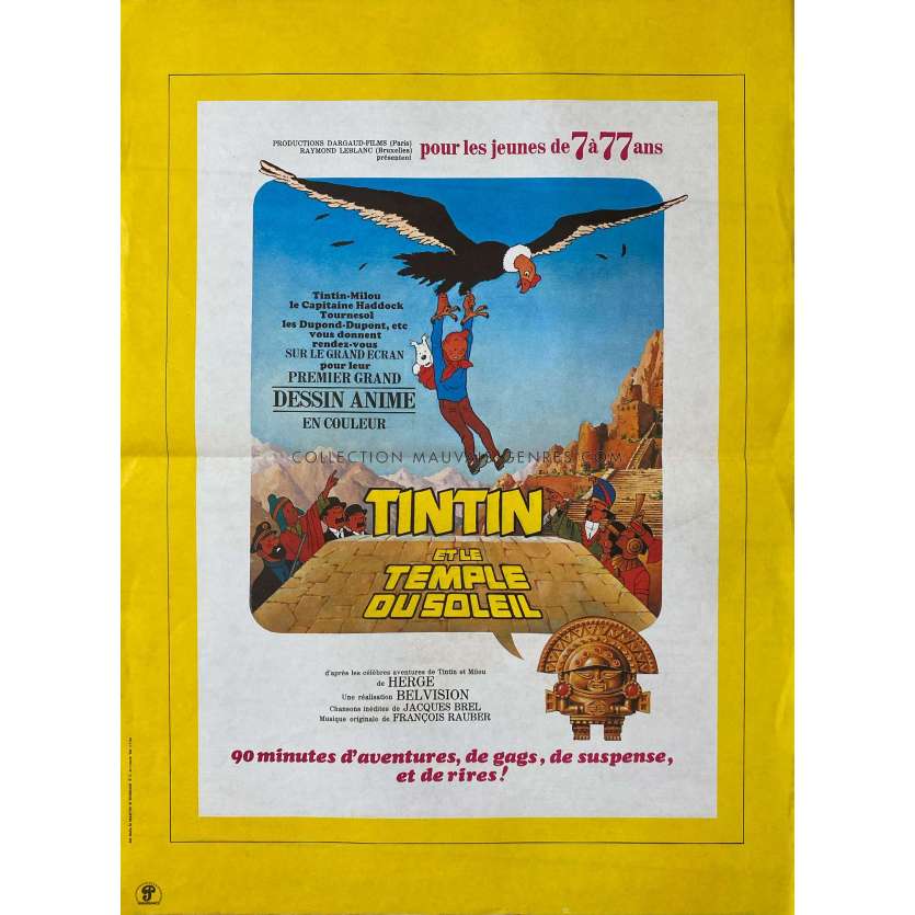 TINTIN ET LE TEMPLE DU SOLEIL Affiche de film- 40x54 cm. - 1969 - Hergé, Claude bertrand