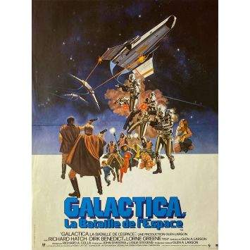 BATTLESTAR GALACTICA French Movie Poster- 15x21 in. - 1978 - Glen A. Larson, Dirk Benedict