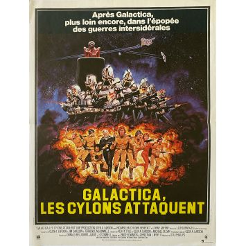 GALACTICA THE CYLONS ATTACKS French Movie Poster- 15x21 in. - 1979 - Vince Edwards, Dirk Benedict