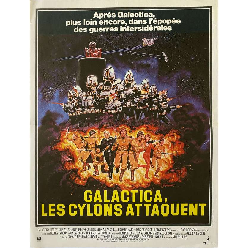 GALACTICA LES CYLONS ATTAQUENT Affiche de film- 40x54 cm. - 1979 - Vince Edwards, Dirk Benedict