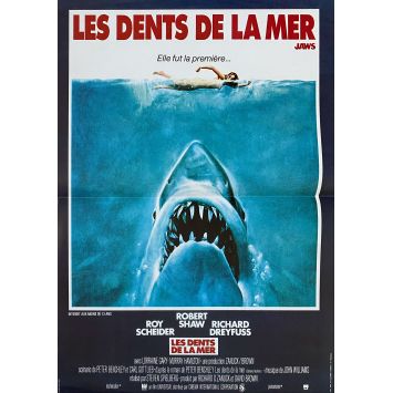 JAWS French Movie Poster FOLDED. - 15x21 in. - 1975/R1990 - Steven Spielberg, Roy Sheider
