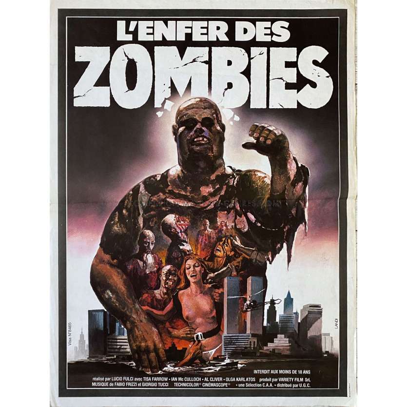 L'ENFER DES ZOMBIES Affiche de film- 40x54 cm. - 1979 - Lucio Fulci, Tisa Farrow