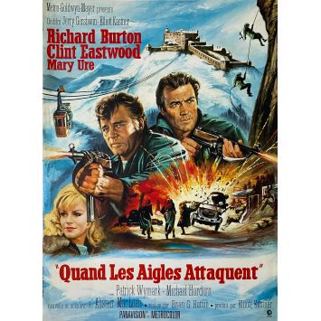 QUAND LES AIGLES ATTAQUENT Affiche de film- 40x54 cm. - 1968 - Brian G. Hutton, Clint Eastwood
