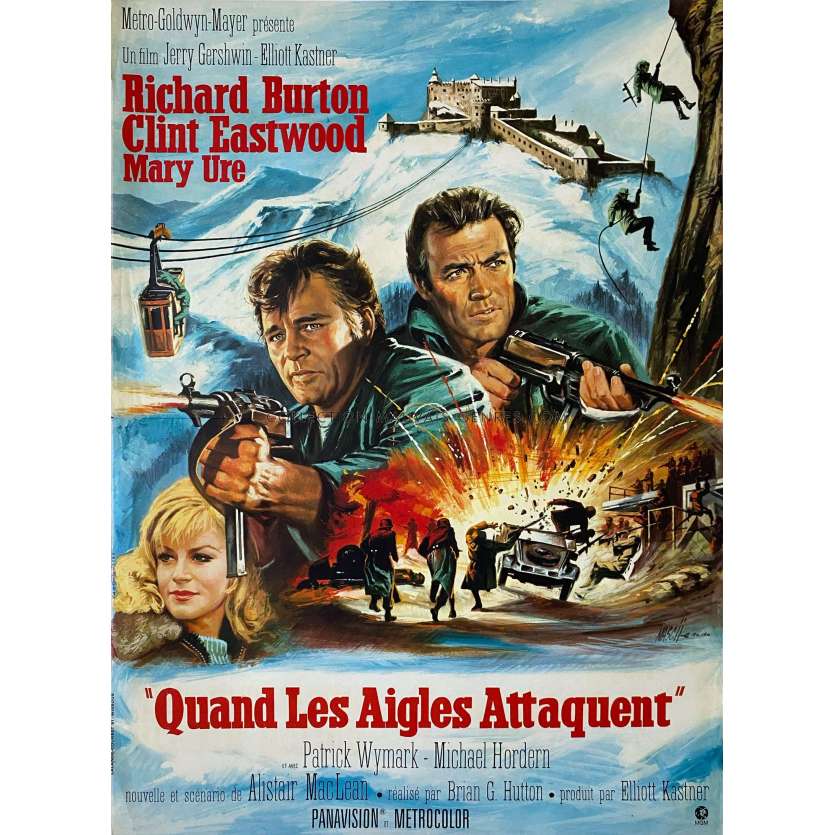 WHERE EAGLES DARE French Movie Poster- 15x21 in. - 1968 - Brian G. Hutton, Clint Eastwood