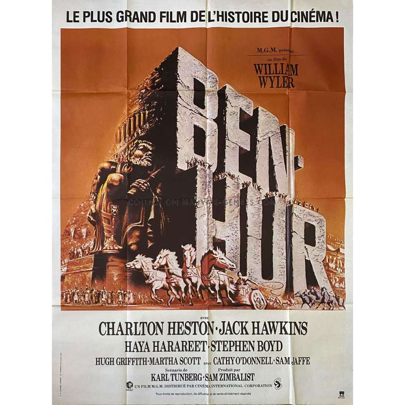 BEN-HUR French Movie Poster- 47x63 in. - 1959/R1970 - William Wyler, Charlton Heston