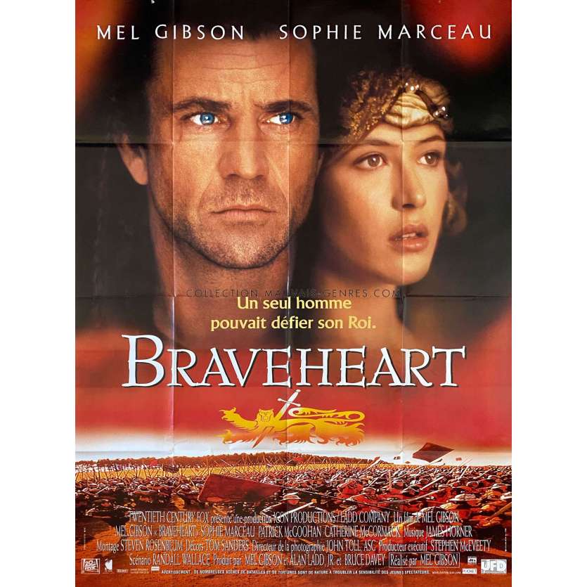 BRAVEHEART French Movie Poster- 47x63 in. - 1995 - Mel Gibson, Patrick McGoohan