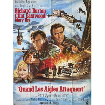 WHERE EAGLES DARE French Movie Poster- 47x63 in. - 1968/R1970 - Brian G. Hutton, Clint Eastwood