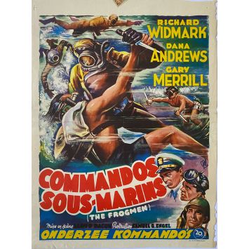 COMMANDOS SOUS-MARINS Affiche de film- 35x55 cm. - 1951 - Lloyd Bacon, Richard Widmark