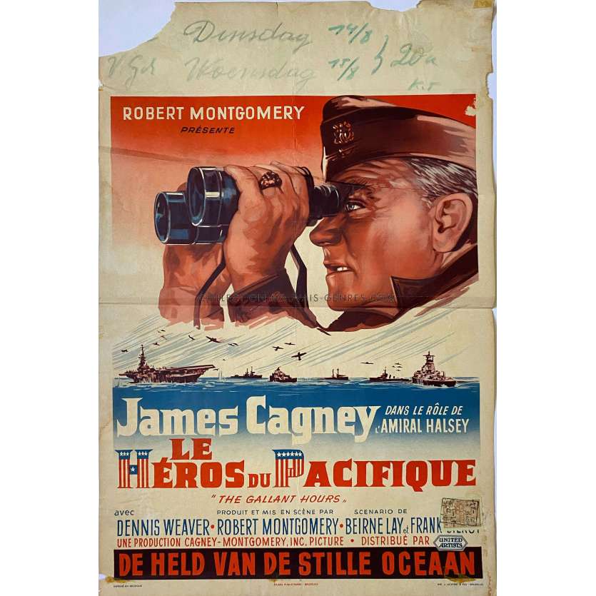 THE GALLANT HOURS Belgian Movie Poster- 14x21 in. - 1960 - Robert Montgomery, James Cagney