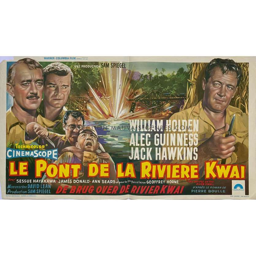 THE BRIDGE ON THE RIVER KWAI Belgian Movie Poster- 14x21 in. - 1957 - David Lean, William Holden
