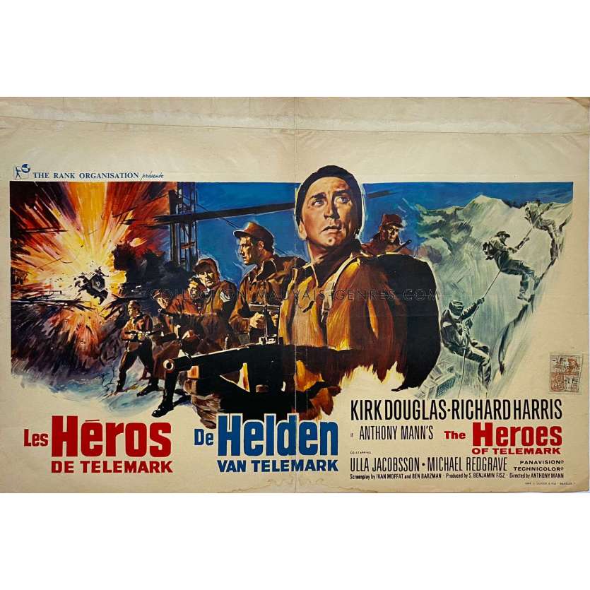 THE HEROES OF TELEMARK Belgian Movie Poster- 14x21 in. - 1966 - Anthony Mann, Kirk Douglas