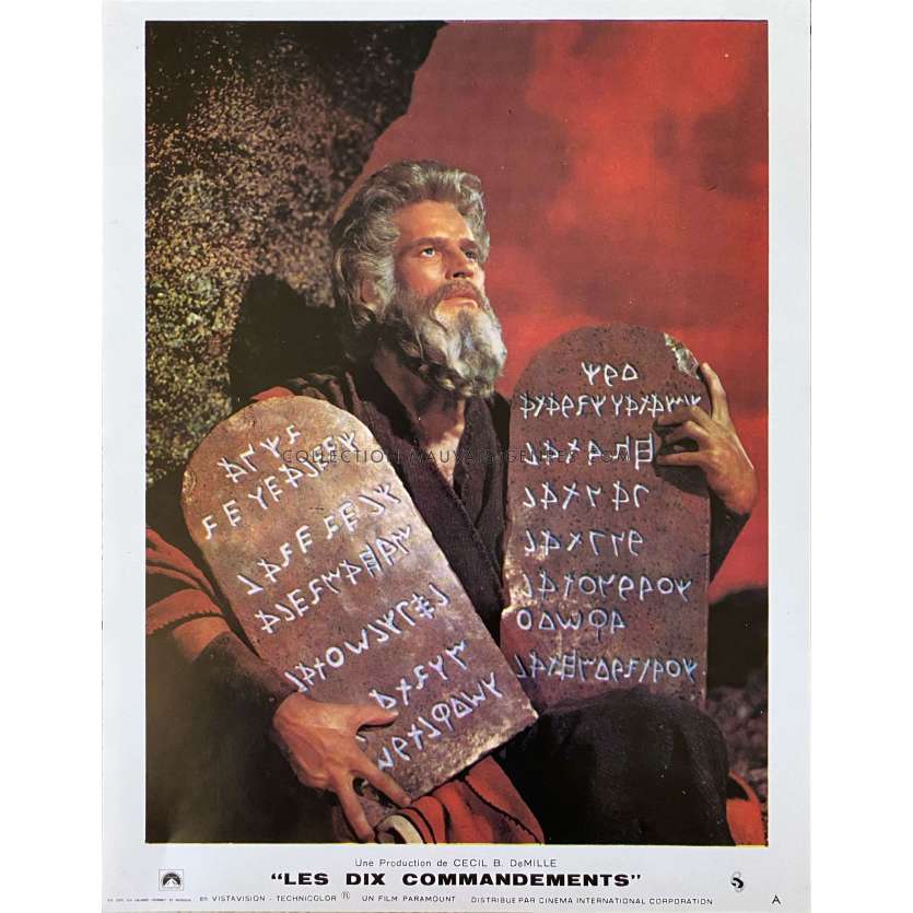 THE TEN COMMANDMENTS French Lobby Cards x7 - 9x12 in. - 1956/R1970 - Cecil B. DeMille, Charlton Heston
