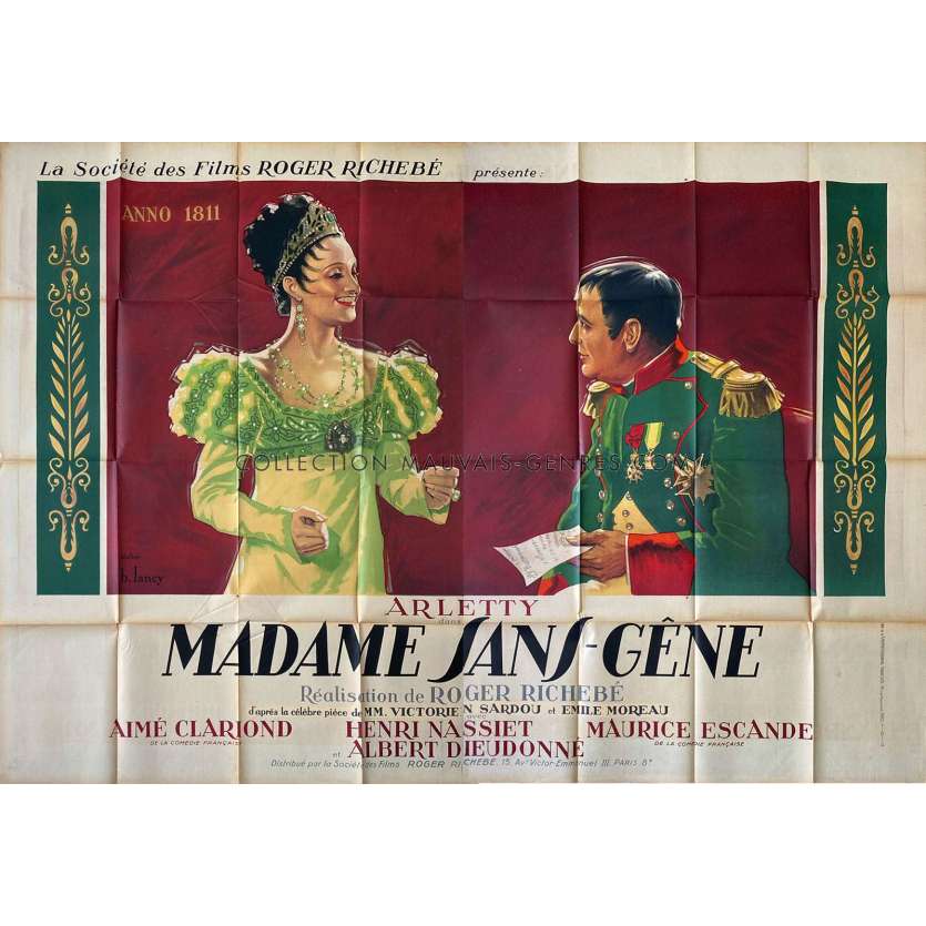 MADAME SANS GENE (1941) French Movie Poster- 94x63 in. - 1941 - Arletty, Aimé Clariond