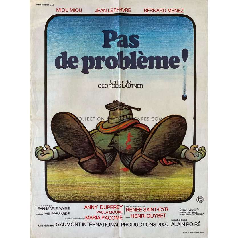 PAS DE PROBLEME Affiche de film- 60x80 cm. - 1975 - Georges Lautner, Miou-miou