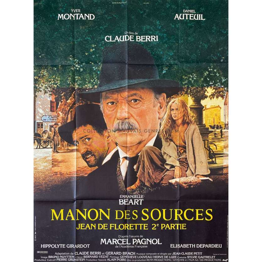 MANON DES SOURCES Affiche de film- 120x160 cm. - 1986 - Claude Berri, Yves Montand