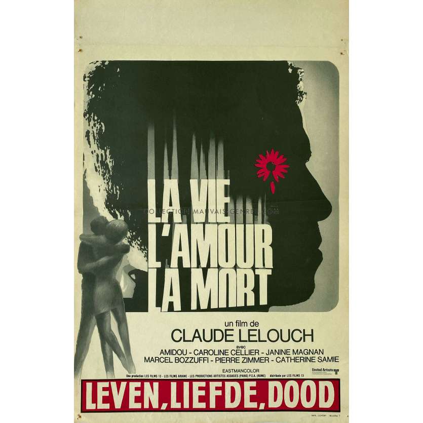 LA VIE L'AMOUR LA MORT Affiche de film- 35x55 cm. - 1969 - Claude Lelouch, Amidou