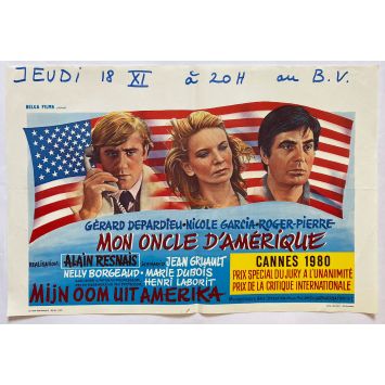 MY AMERICAN UNCLE Belgian Movie Poster- 14x21 in. - 1980 - Alain Resnais, Gérard Depardieu