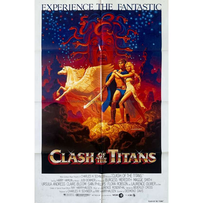 CLASH OF THE TITANS U.S Movie Poster- 27x41 in. - 1981 - Desmond Davis, Lawrence Oliver