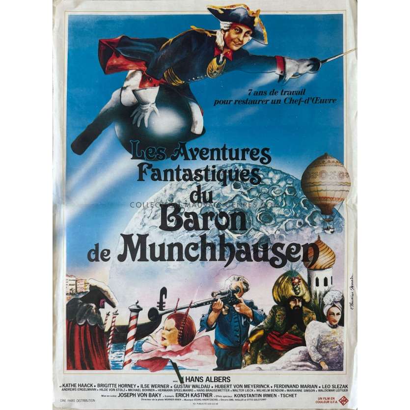 THE ADVENTURES OF MUNCHAUSEN French Movie Poster- 15x21 in. - 1943/R1978 - Josef von Báky, Hans Albers