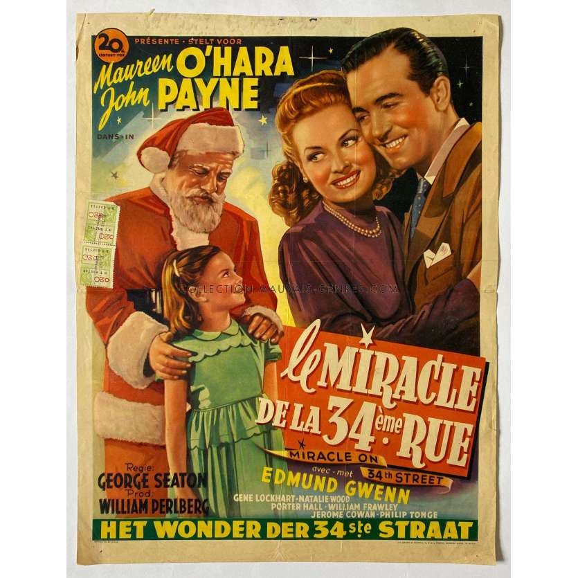 MIRACLE ON 34TH STREET Belgian Movie Poster- 14x21 in. - 1947 - George Seaton, Maureen O'Hara