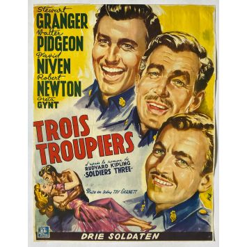 SOLDIERS THREE Belgian Movie Poster- 14x21 in. - 1951 - Tay Garnett, Stewart Granger
