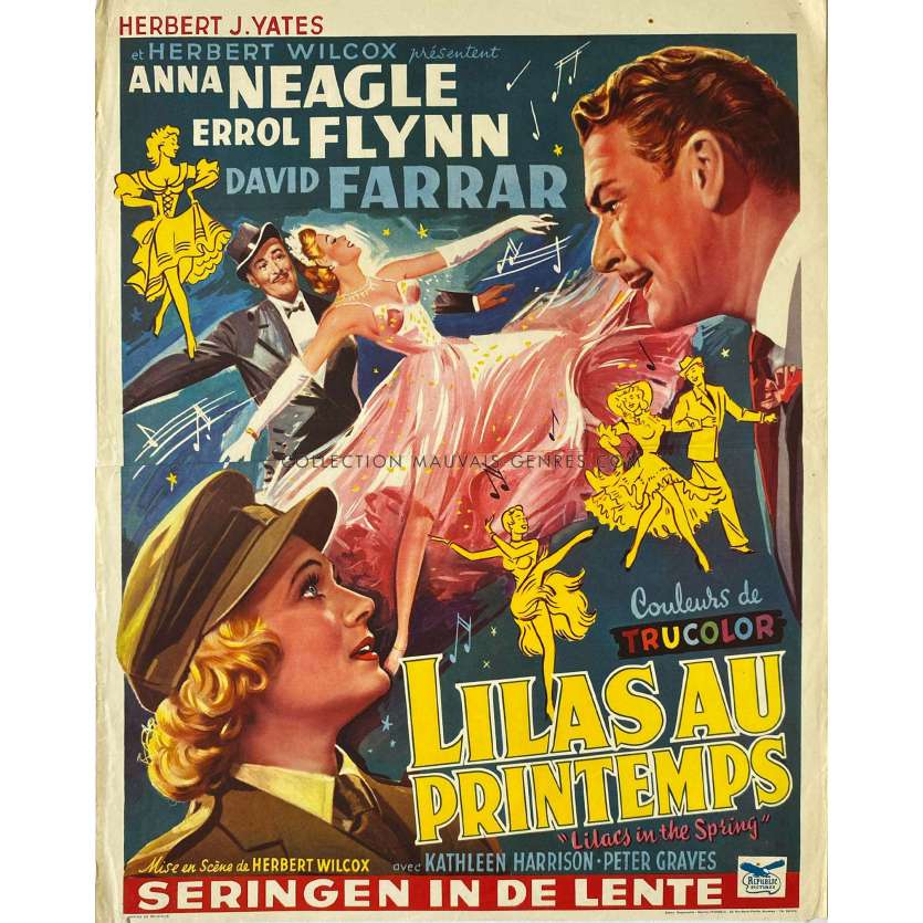 LILACS IN THE SPRING Belgian Movie Poster- 14x21 in. - 1954 - Herbert Wilcox, Errol Flynn