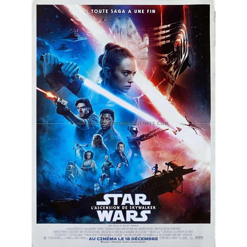STAR WARS 9 - L'ASCENSION DE SKYWALKER Affiche de film Pliée. - 40x54 cm. - 2019 - J.J. Abrams, Daisy Ridley