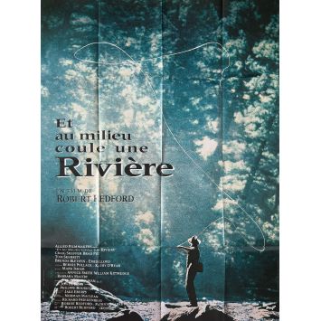ET AU MILIEU COULE UNE RIVIERE Affiche de cinéma- 120x160 cm. - 1992 - Robert Redford, Brad Pitt