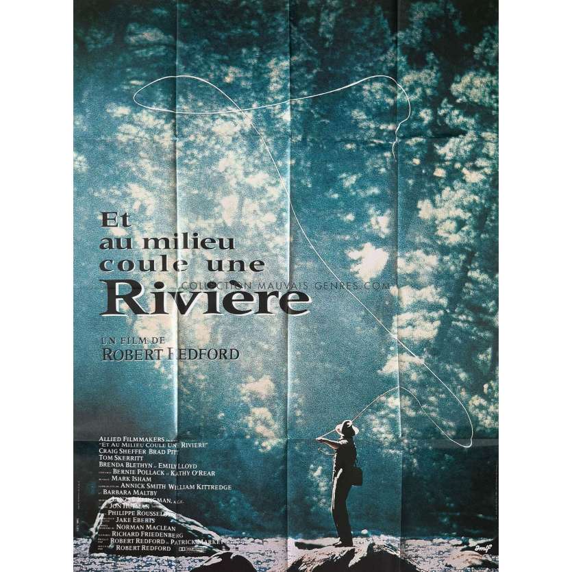 ET AU MILIEU COULE UNE RIVIERE Affiche de cinéma- 120x160 cm. - 1992 - Robert Redford, Brad Pitt