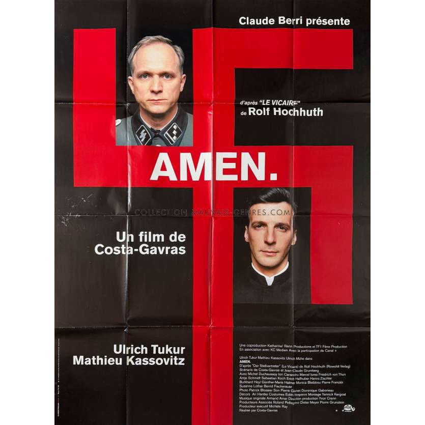 AMEN Affiche de cinéma- 120x160 cm. - 2002 - Costa Gavras, Mathieu Kassovitz