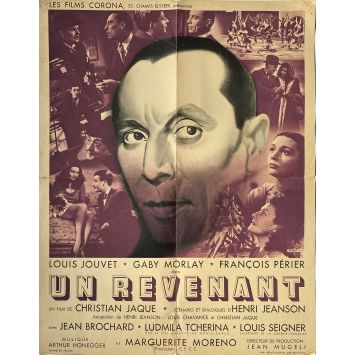 UN REVENANT Dossier de presse 4p/Affiche - 24x30 cm. - 1946 - Christian-Jaque, Louis Jouvet