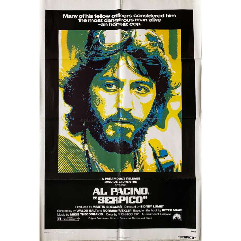 SERPICO U.S Movie Poster- 27x41 in. - 1973 - Sydney Lumet, Al Pacino