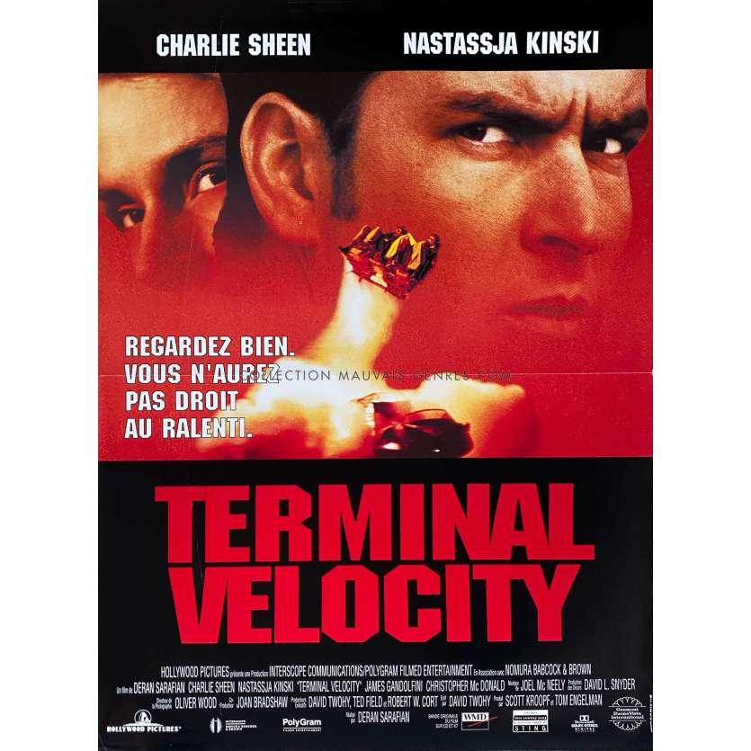 TERMINAL VELOCITY French Movie Poster- 15x21 in. - 1994 - Deran Sarafian, Nastassja Kinski