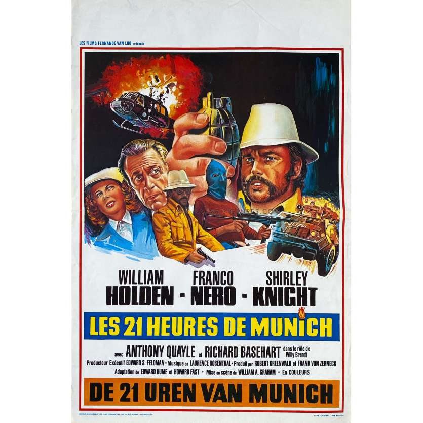 21 HOURS AT MUNICH Belgian Movie Poster- 14x21 in. - 1976 - William A. Graham, William Holden