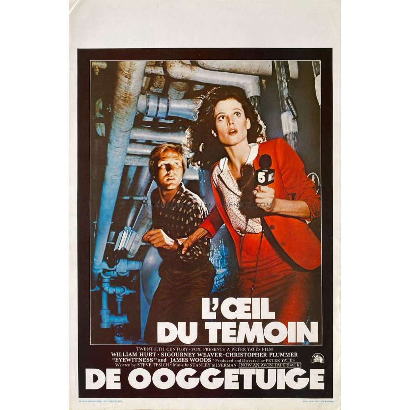 EYEWITNESS Belgian Movie Poster- 14x21 in. - 1981 - Peter Yates, Sigourney Weaver