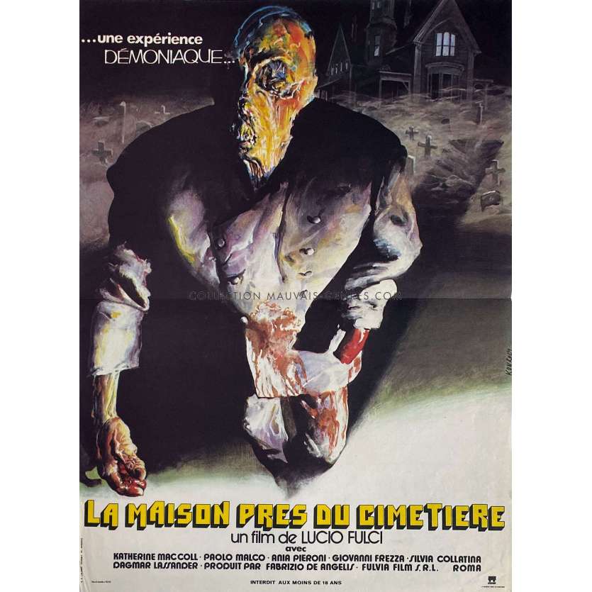 HOUSE BY THE CEMETARY French Movie Poster- 15x21 in. - 1981 - Lucio Fulci, Catriona McColl