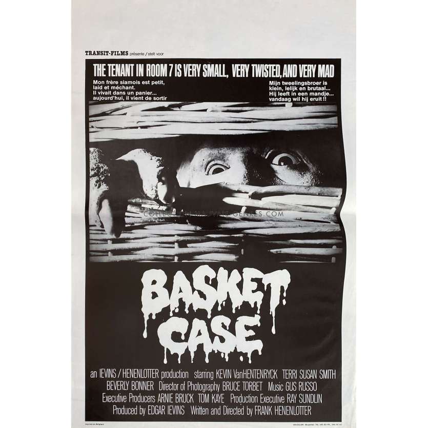 BASKET CASE Belgian Movie Poster- 14x21 in. - 1982 - Frank Henenlotter, Kevin Van Hentenryck