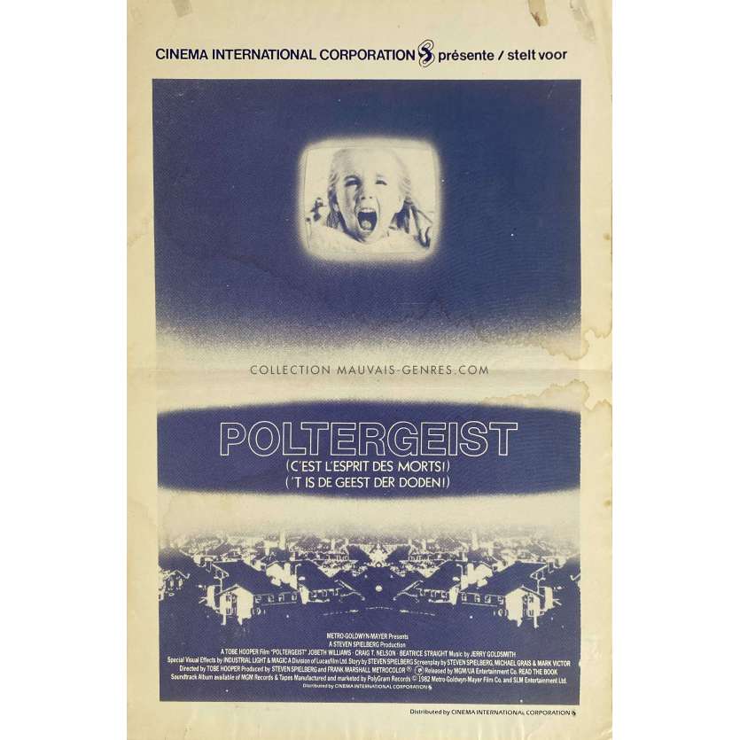 POLTERGEIST Belgian Movie Poster- 14x21 in. - 1982 - Steven Spielberg, Heather o'rourke